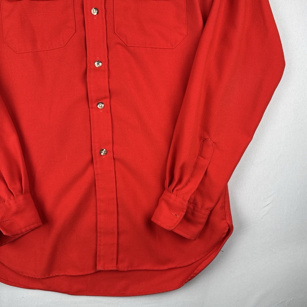 Vintage 80s Cabelas Button Up Hunting Shirt Medium Red USA Made - Picture 3 of 14